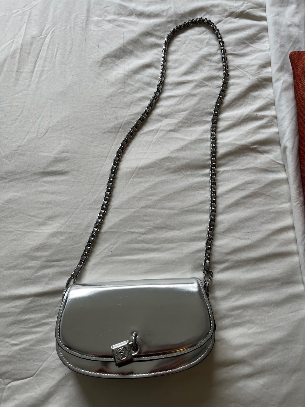 Michael Kors Silver Metallic Chain Crossbody Bag
